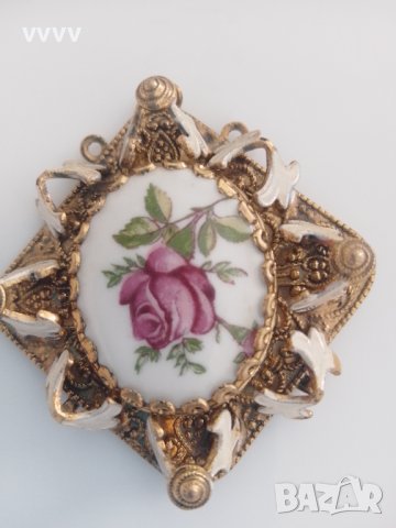 Стар ретро порцеланов медальон висулка , снимка 2 - Антикварни и старинни предмети - 41338824
