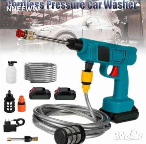Акумулаторна Водоструйка за почистване на автомобили с батерия и зарядно устройство 
