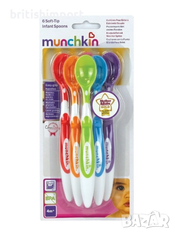 Kомплект от 6 броя бебешки лъжички с мек накрайник от Munchkin