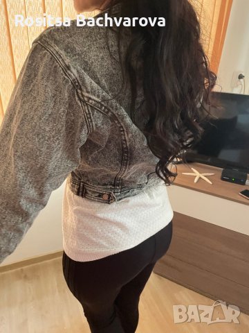 Черно дънково яке, размер М, снимка 2 - Якета - 38896198