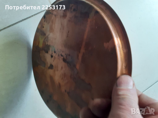 Старо медно подносче и медна купа, снимка 2 - Декорация за дома - 36207281