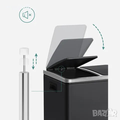 SONGMICS Кошче за боклук 30 л Черно, снимка 5 - Други - 50130669