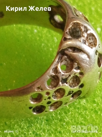 Сребърен пръстен с ажурна украса и инкрустирани кристали 8766, снимка 5 - Пръстени - 52604148