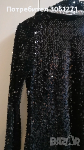 Стилно Палтото е украсено с черни пайети, снимка 4 - Рокли - 52697224