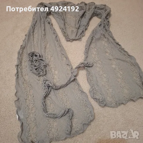 Луксозен шал Гълъбов цвят, снимка 3 - Шалове - 56183431