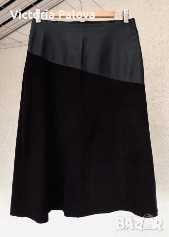 Луксозна кожена пола MORGAN GARMENTS рядък модел, снимка 3 - Поли - 52114467