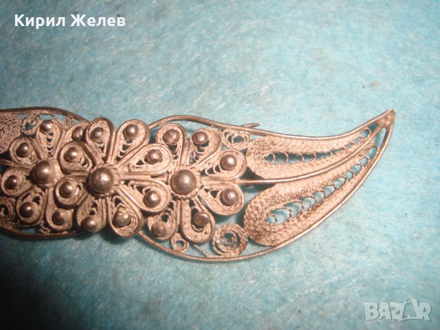 СТАРИННА ФИЛИГРАННА СРЕБЪРНА БРОШКА СРЕБРО ВИСОКА ПРОБА с ГРАНУЛАЦИЯ МАЙСТОРСКИ УНИКАТ 19 ВЕК 24468, снимка 7 - Антикварни и старинни предмети - 34853534
