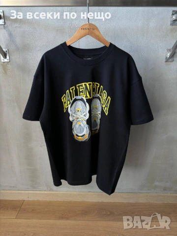 Balenciaga Мъжка Черна Тениска👕Мъжка Блуза С Къс Ръкав В Черен Цвят Код MensPoint83