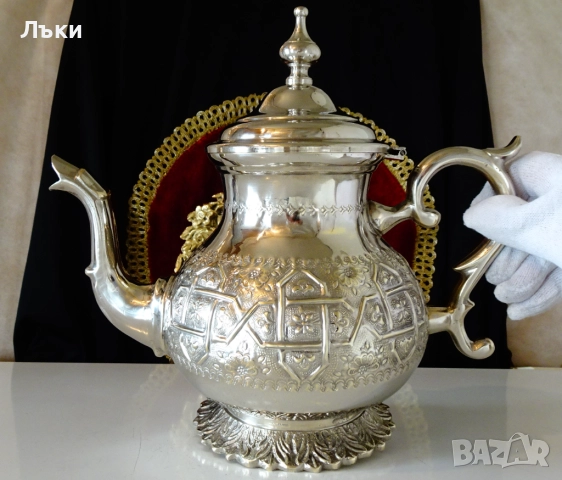 Посребрен марокански чайник,кана Touzani Mohamed. , снимка 10 - Антикварни и старинни предмети - 52776856