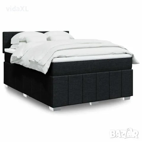 vidaXL Боксспринг легло с матрак, черно, 140x190 см плат, снимка 2 - Спални и легла - 56146920