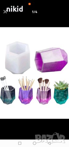 Шестоъгълник чаша моливник висок силиконов молд форма калъп за восък гипс сапун смола свещ кашпа