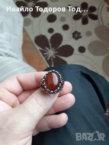 Сребърен масивен пръстен ръчна изработка с огромен карнеол, снимка 16 - Пръстени - 48031419