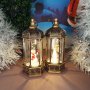 2500 Светещ коледен Led фенер с декорация Ангел и Снежко, 14см, снимка 1