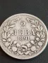 Сребърна монета 2 лева 1891г. Княжество България Княз Фердинанд първи 49477, снимка 2