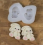 2 сладки усмихнати зайчета зайче заек силиконов молд форма фондан шоколад гипс смола декор, снимка 1