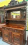 Викториански бюфет от дъб с шкаф, дърворезба и огледало, снимка 6