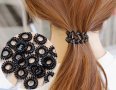 Сет от 10 броя черни силиконови ластици за коса тип спирала, снимка 1 - Аксесоари за коса - 39260692