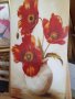 картина пано с червени цветя, снимка 1 - Пана - 42537336