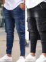 Мъжки модни тесни дънки със средна талия, 2цвята - 023, снимка 1 - Дънки - 39661315