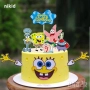 спондж боб Спонджбоб Квадратни гащи spongebob топер топери картонена украса декорация за торта, снимка 1