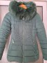 Зелено ефектно зимно яке с богата качулка/яка, снимка 4