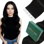 Естествена коса Easyouth с лепящи ленти, черна, 30,5 см, 30 г, 20 броя, снимка 1
