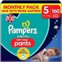 Нов Night Pampers Baby-Dry Nappy Pants размер 5 12 -17 кг памперс бебе 160 броя нощни, снимка 1 - Пелени, памперси - 42180994