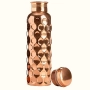Нова медна бутилка, Голям капацитет от 1 литър, 100% чист мед, Diamond pattern дизайнн, С капачка, снимка 1