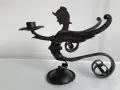 Vintage , настолен свещник, ангел , ковано желязо с богата орнаментика. , снимка 3