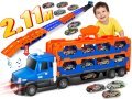 m zimoon Транспортен камион с 10 мини състезателни коли и състезателна писта, играчка за деца