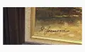 Белгийска маслена картина – селски пейзаж, подписана, стара дървена рамка, снимка 4