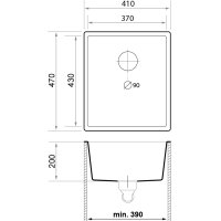 Кухненска Мивка от гранит модел Лондон 45 Slim 410 x 470 mm - сива, снимка 3 - Други - 40732910