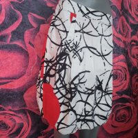 Zara Basic Бяла пола с черно-червена шарка ХЛ, снимка 4 - Поли - 41375638