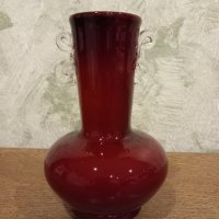 стъклена ваза червено стъкло , снимка 4 - Вази - 42500409