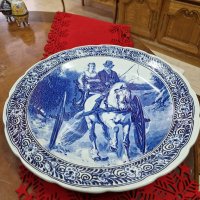 Огромна оригинална антикварна холандска порцеланова чиния за стена- DELFT, снимка 2 - Антикварни и старинни предмети - 41420172
