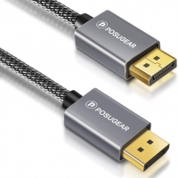 DisplayPort кабел мъжко-мъжко 2M, POSUGEAR найлоново покритие, позлатени конектори, 2K@165Hz, 2K@144, снимка 1 - Кабели и адаптери - 36039874