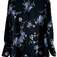 La Boutique - черна риза на цветя, снимка 1 - Ризи - 14685443