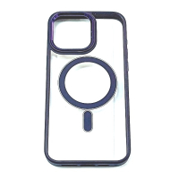  калъф за iPhone 15 Pro Max прозрачен твърд с лилав ринг и силиконова рамка MagSafe, снимка 1 - Калъфи, кейсове - 44730300