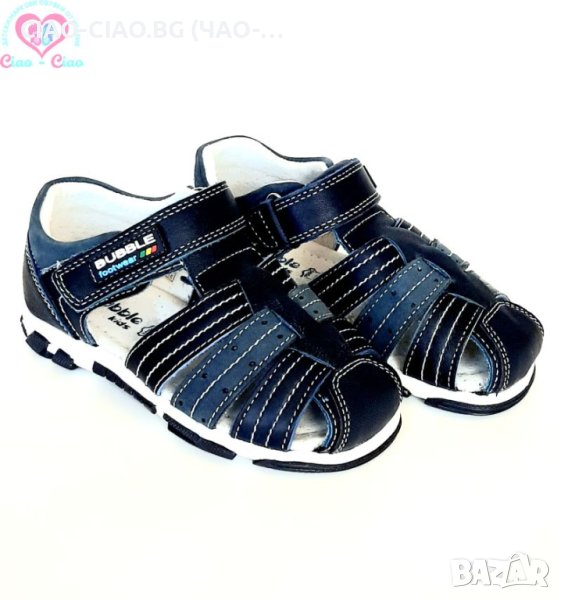 №22-28, Сини детски сандали за момче от Естествена кожа BUBBLE KIDS, снимка 1