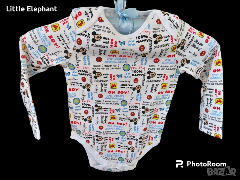 Боди с дълъг рък за 12-18 мес мом,Disney,Мики Маус,"When i grow up i want to be famous",Англия/ново, снимка 1