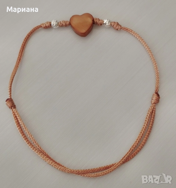 гривна от конец с камъни и сребърни топчета, снимка 1