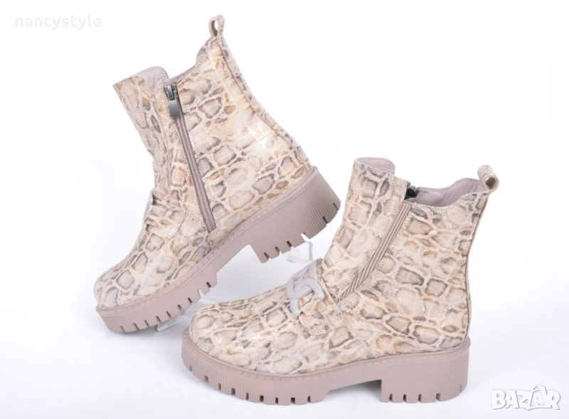 ЗИМА '25'26! Подплатени бежови дамски боти, снимка 1