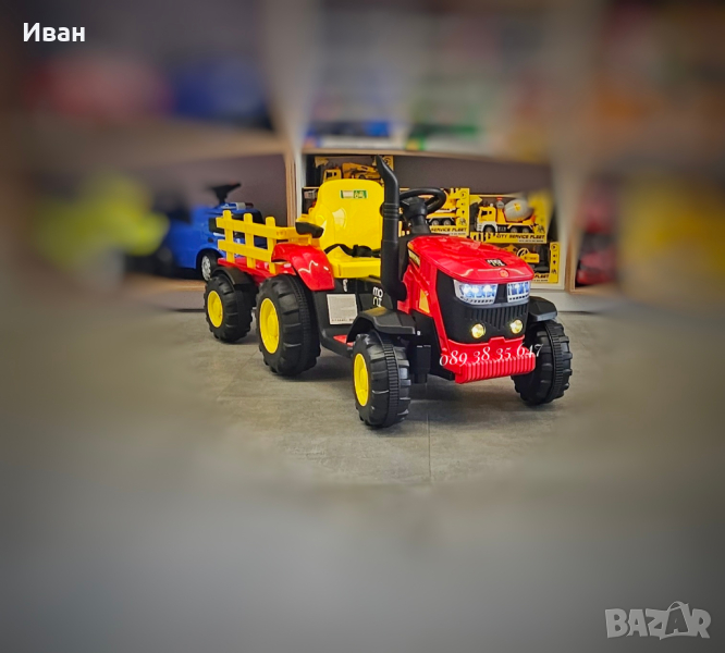 ТОП ЦЕНА!НОВО!Акумулаторен трактор с ремарке Rancher с 12V,дистанционно,USB, снимка 1
