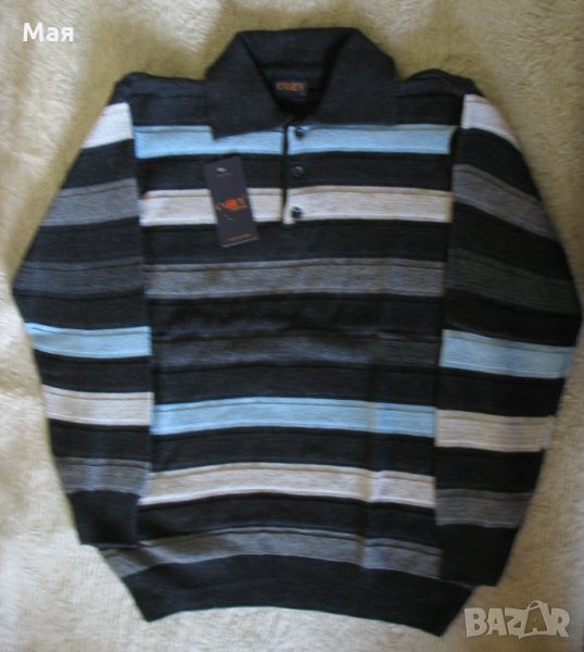 Нов мъжки пуловер с яка, размер XL, снимка 1