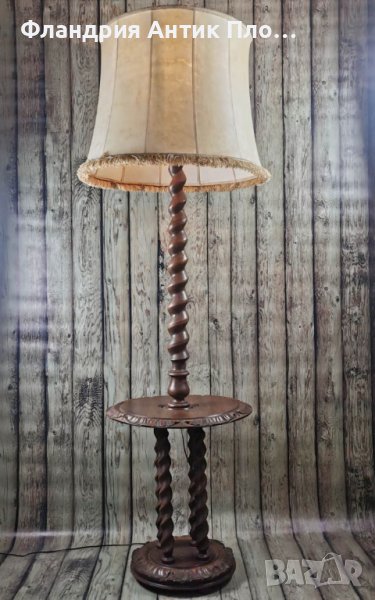 Дървен лампион с масичка, снимка 1