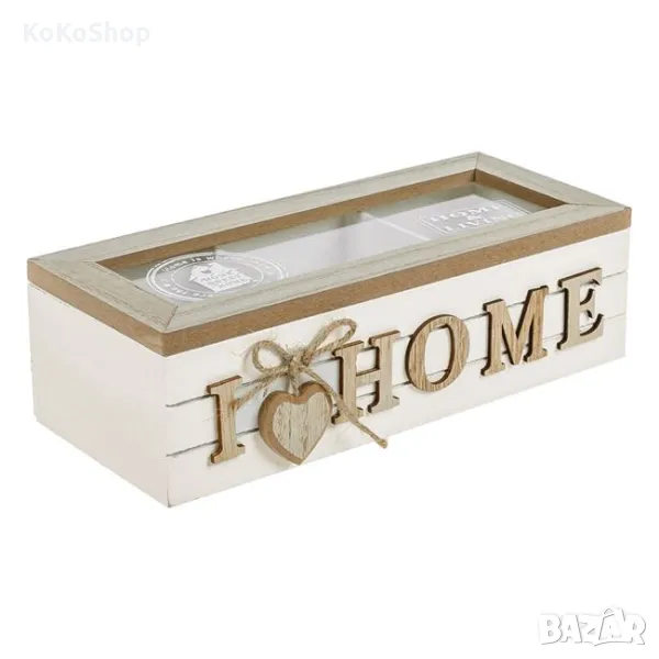 Дървена кутия със стъклен капак-24x10x7 см. Кутия за декорация Органайзер, снимка 1