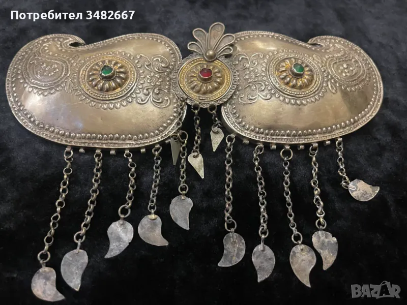 Сребърна  с позлата автентична пафта колекционерска, снимка 1