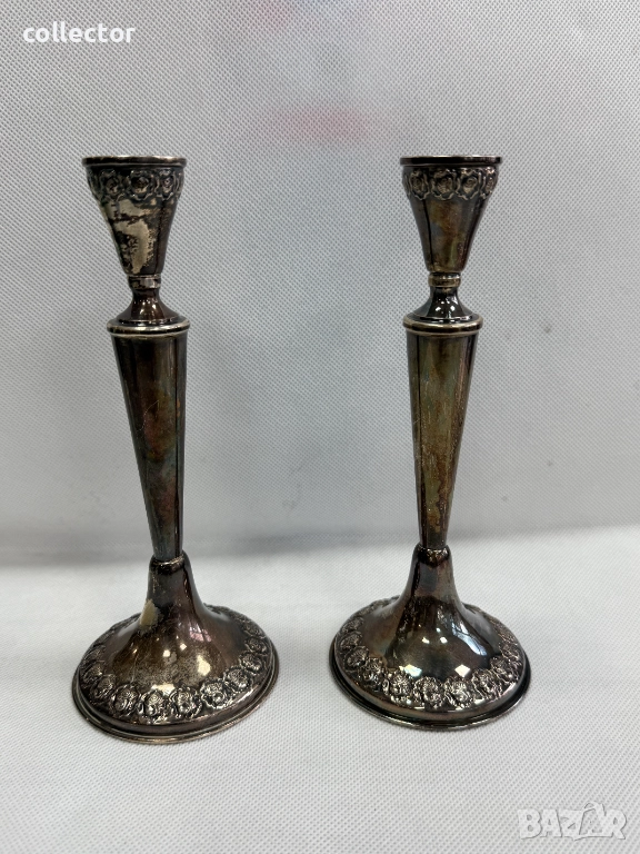 Винтидж сребърни свещници. №7726, снимка 1