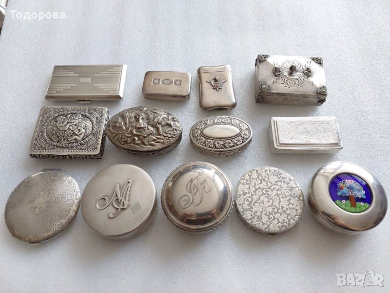 Лот сребърни кутии за хапчета, енфие или тютюн-цена 5 лева за грам, снимка 1