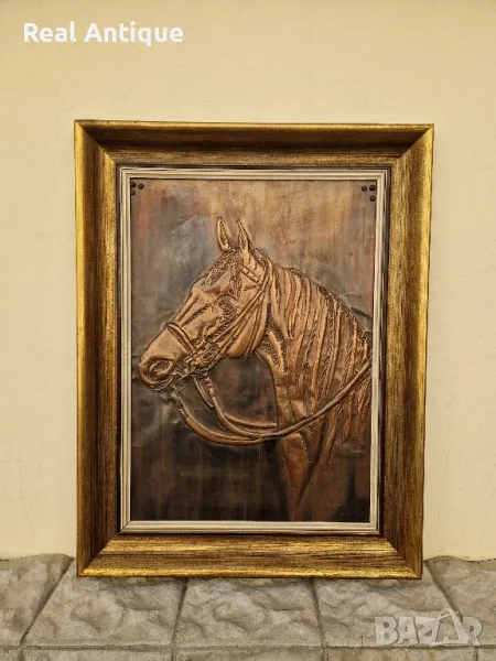 Страхотна голяма антикварна колекционерска медна картина пано , снимка 1